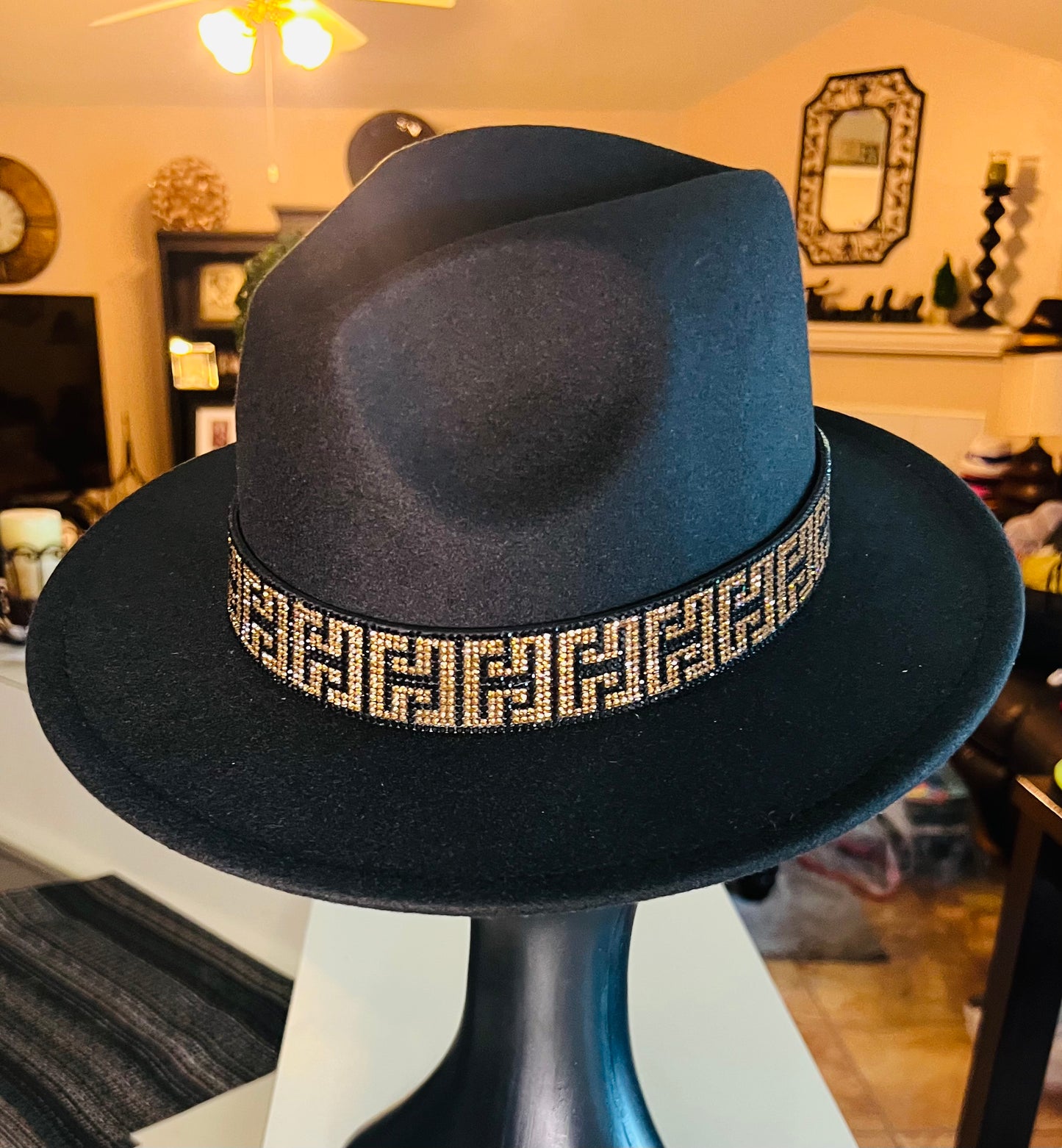 Black Fedora with Bling band