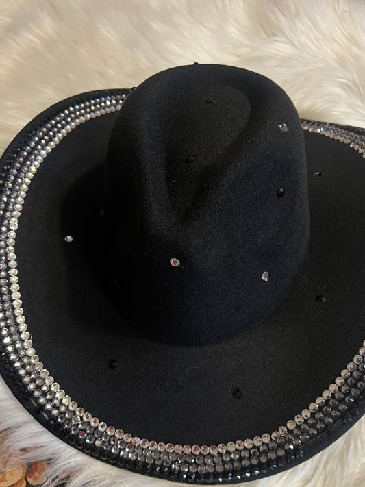 Black Felt Rhinestone hate