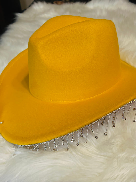Yellow Felt Cowboy Hat - Rhinestone