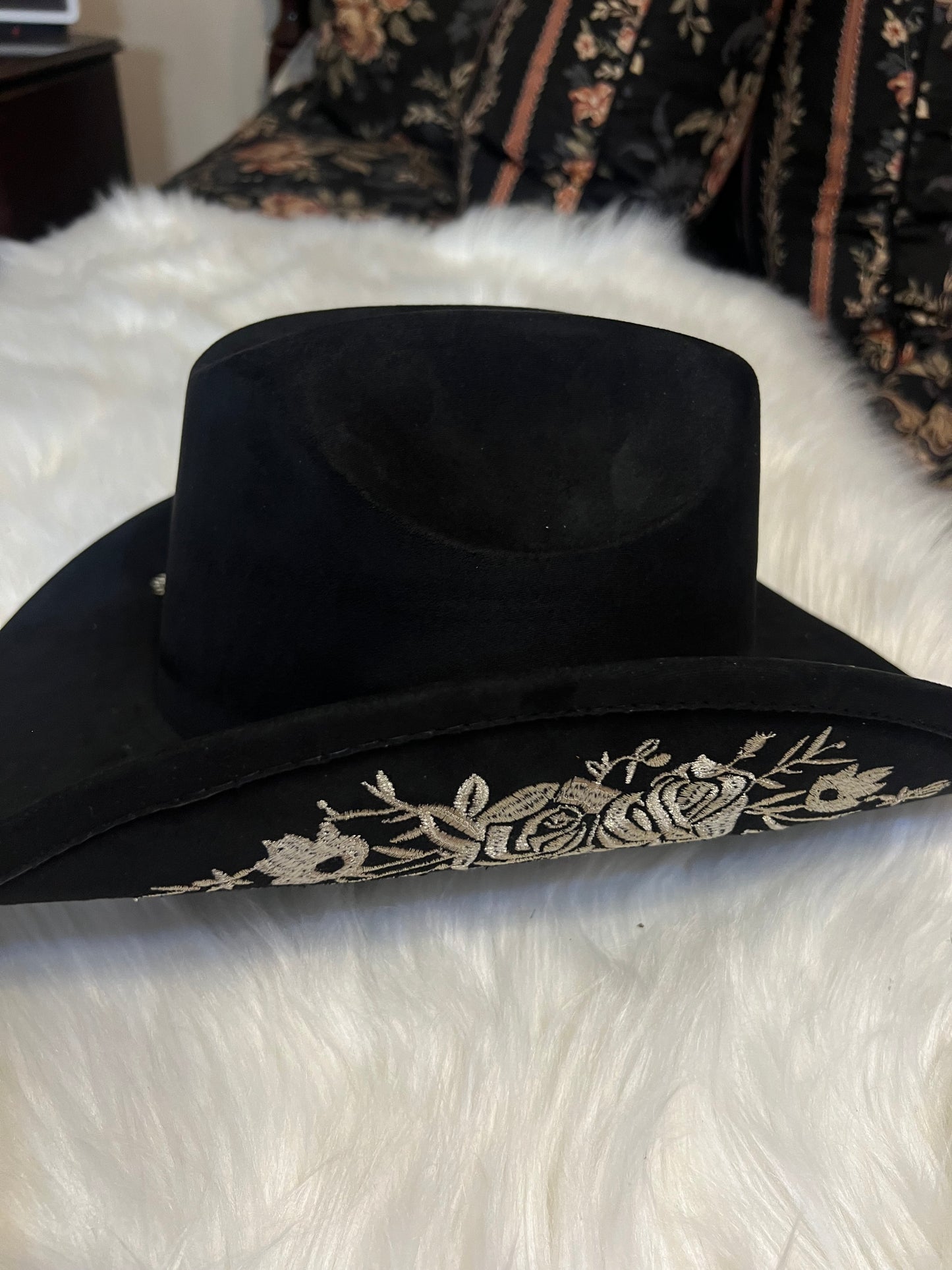 Black Embroidered Cowboy Hat