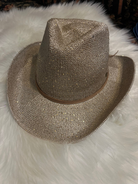 Tan Straw Blinged Cowboy Hat