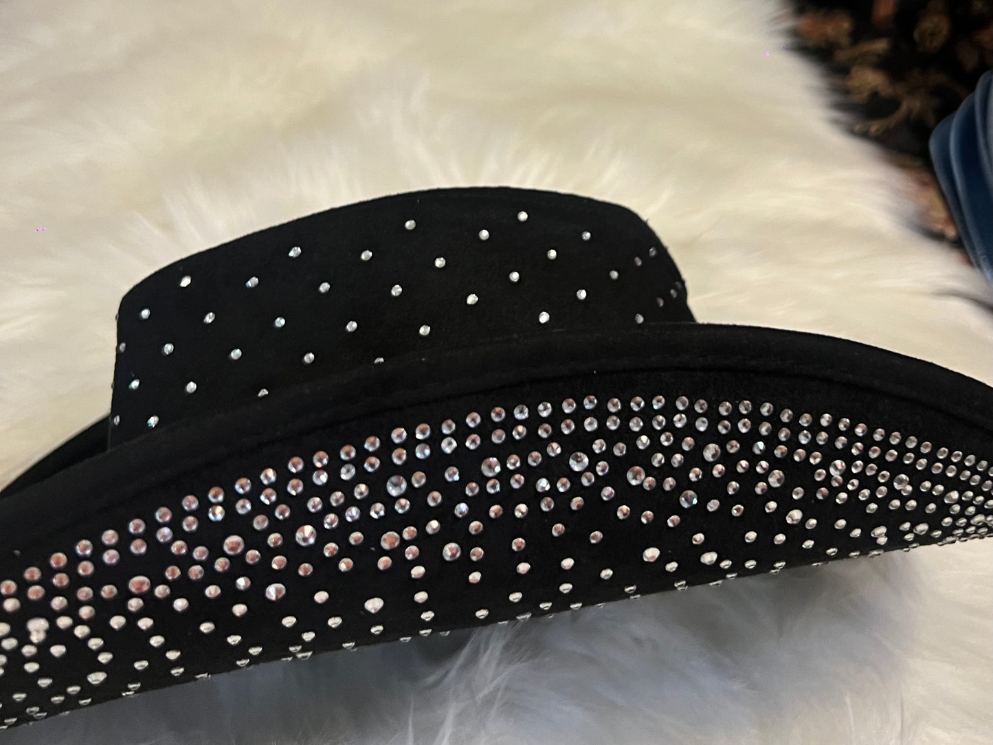 Black Denim Blinged Brim Cowboy Hat