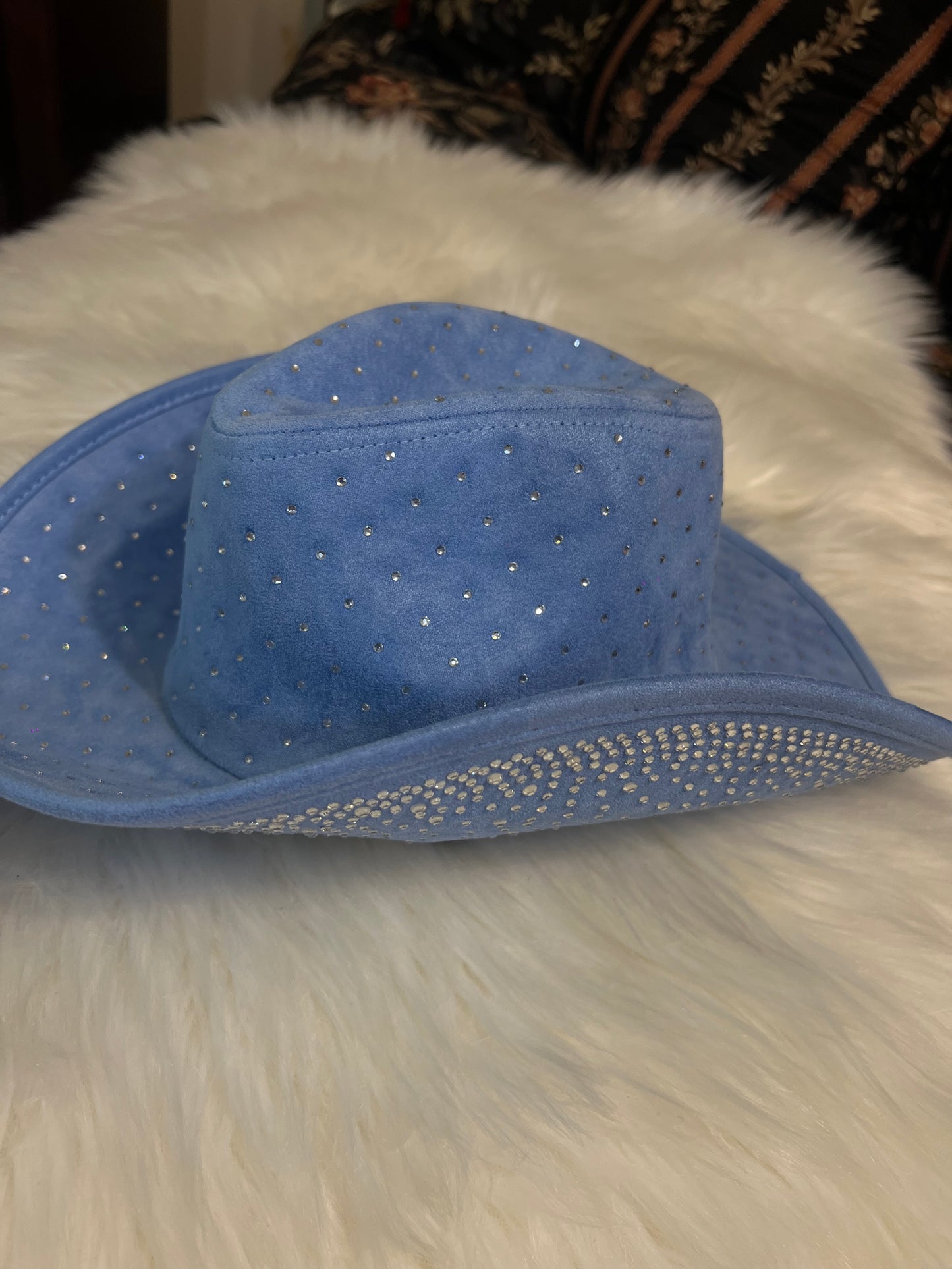 Light Denim Blinged Brim Cowboy Hat