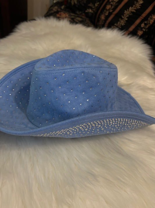 Light Denim Blinged Brim Cowboy Hat