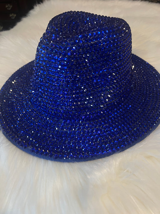Royal Blue Rhinestone Fedora