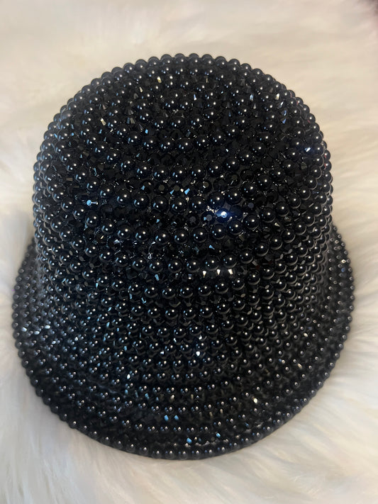 Black Beaded Bucket Hat