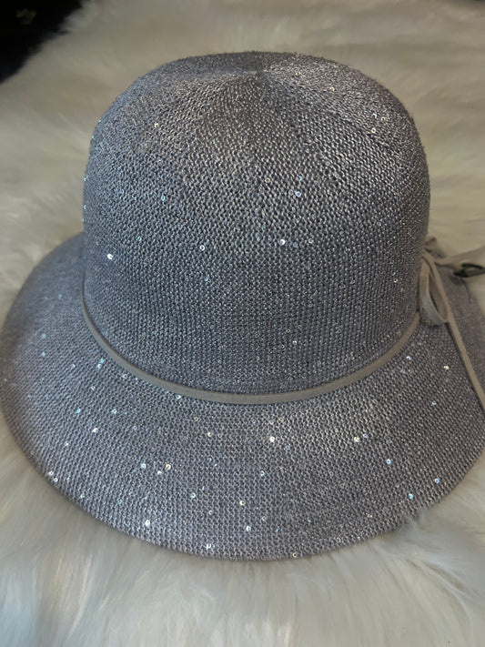 Grey Bling Bucket Hat