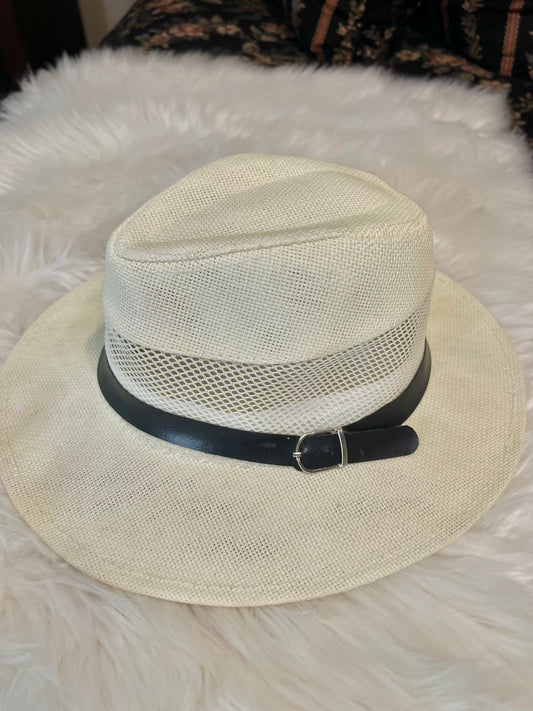 Beige Net Fedora