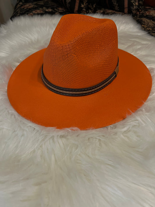 Orange Straw Fedora