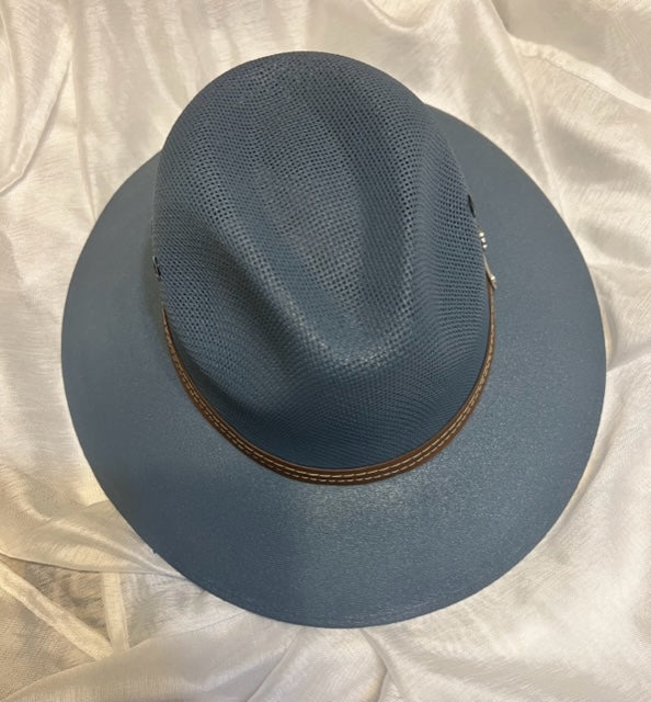 Denim Blue Straw Fedora