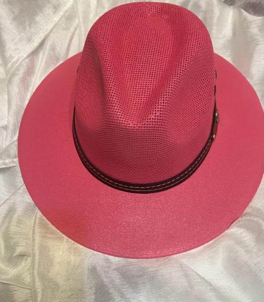 Pink Straw Fedora